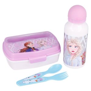 SET FROZEN II DISNEY BORRACCIA IN ALLUMINIO + PORTAMERENDA CON POSATE