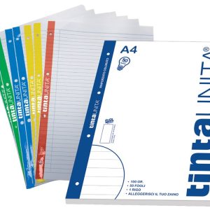 RICAMBI RINFORZATI BANDA COLORATA A4 50 FOGLI 100 GR 1R TINTAUNITA